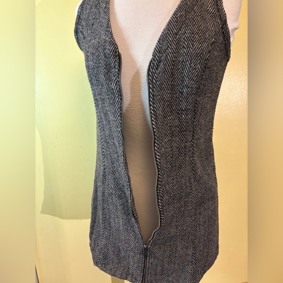 American Eagle Outfitters Charcoal Zip-Front Wool Sleeveless Dress - Picture 7 of 12